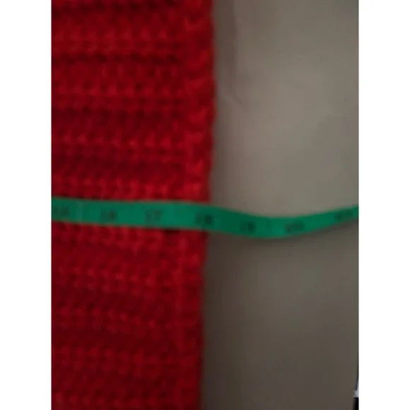 Red Chunky Knit Button Front V-Neck Sweater Vest Hammered Gold Buttons Size L - Picture 4 of 10